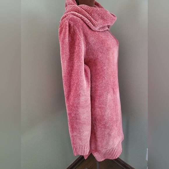 LANDS ENDS Girls Medium 10/12 pink turtleneck sweater dress - Picture 6 of 9